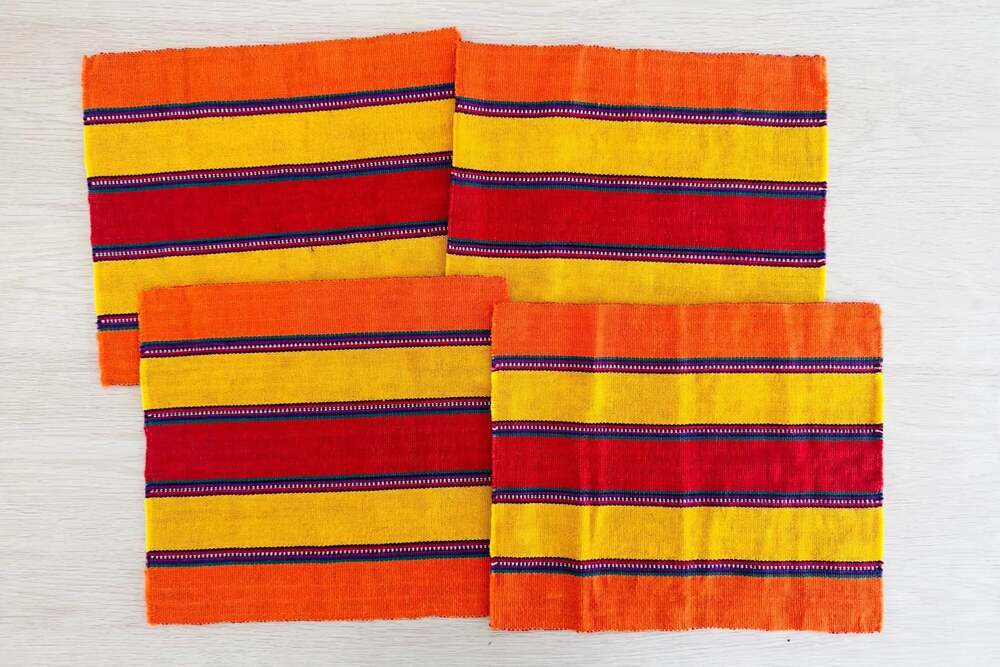 Set of 4 Handwoven Striped Cotton Placemats from Guatemala Country Sunset